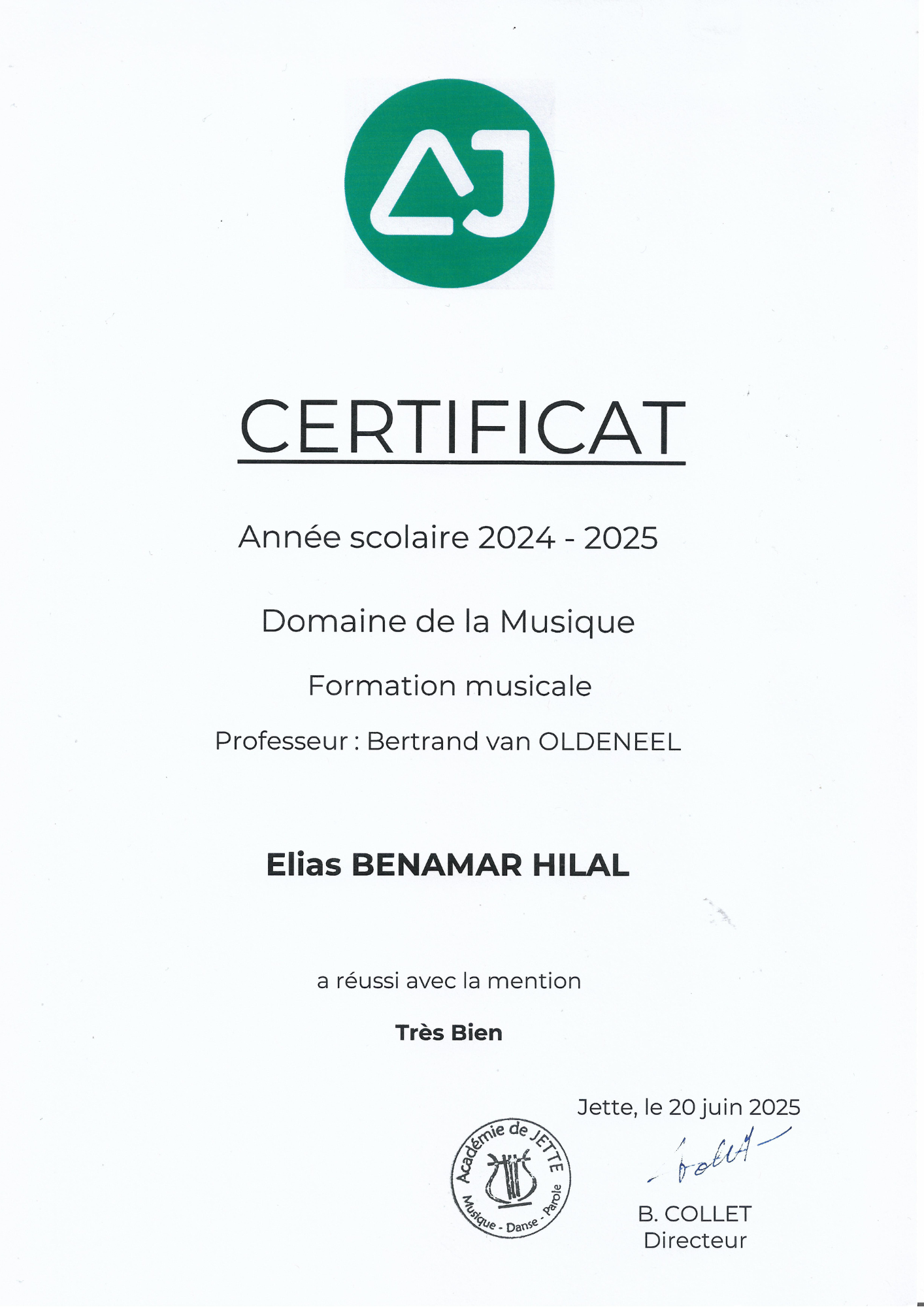 Diplôme Conservatoire 2025